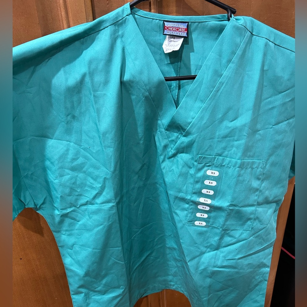 Cherokee Aqua V-Neck Scrub Top